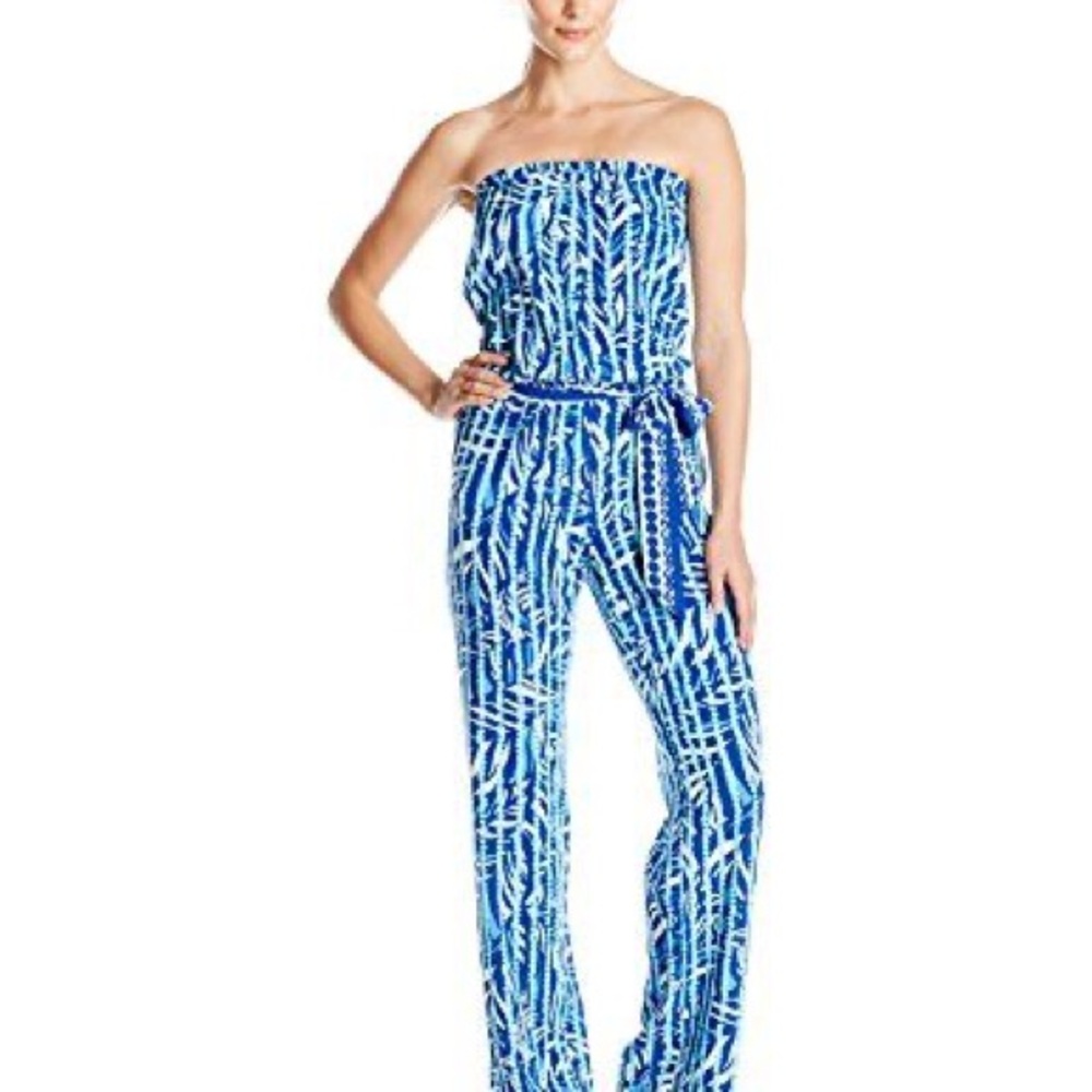 Lilly Pulitzer Tia Santorini Strapless  Romper in Beach Break Blue